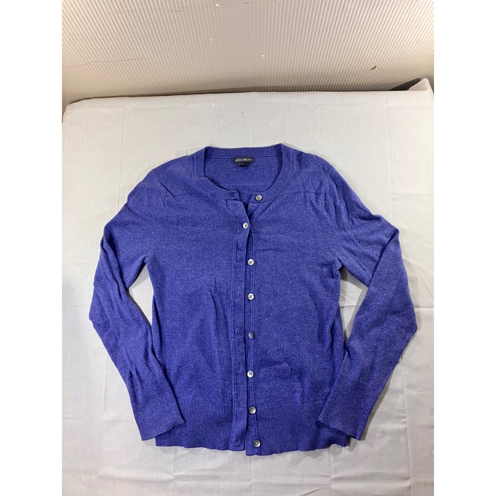 Eddie Bauer Women's Blue‎ Knit Button Up Cardigan Sweater Size Small